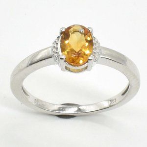 925 Sterling Silver Citrine Ring, Size 7.25